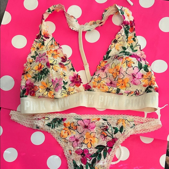 PINK Victoria's Secret Other - PINK Victoria's Secret Floral Lace Lingerie Set